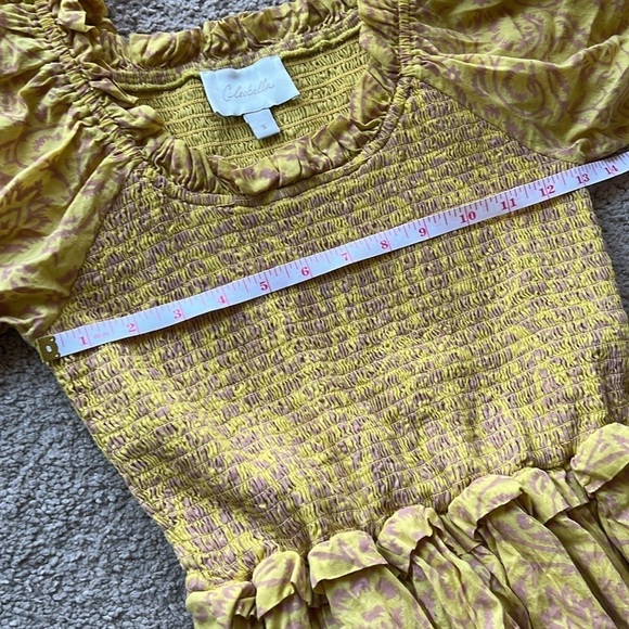Cleobella Luna Smocked Mini Dress Camellia Yellow - Picture 11 of 14